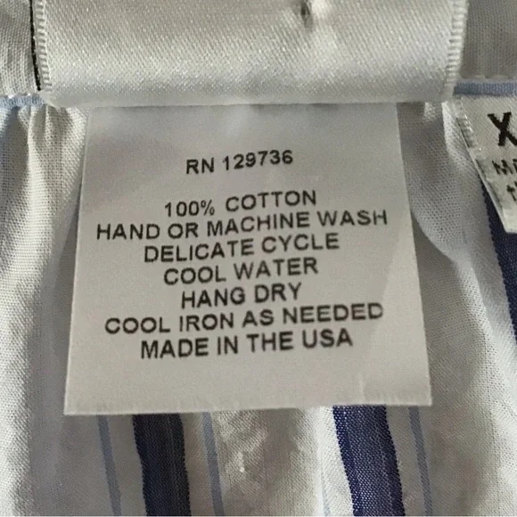 Finley Fiona Ruffle High Neck Blouse Blue/White Striped XS 100% Cotton - Picture 10 of 10